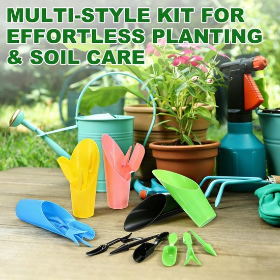 METERXITY 1-Set Tuin Schop Handgereedschap Transplantatie Succulent Teelt Graven Scoops Kits, Plastic Mini Tuin Tool Set voor Bloemen Planten/Bonsai Potten [Zwart] — afbeelding 3