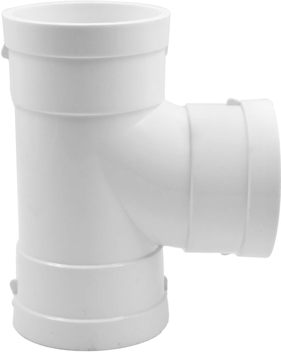 75 mm PVC DWV sanitair straat T-stuk, 3-weg kanaalconnector voor afvalwater, afval en ontluchting