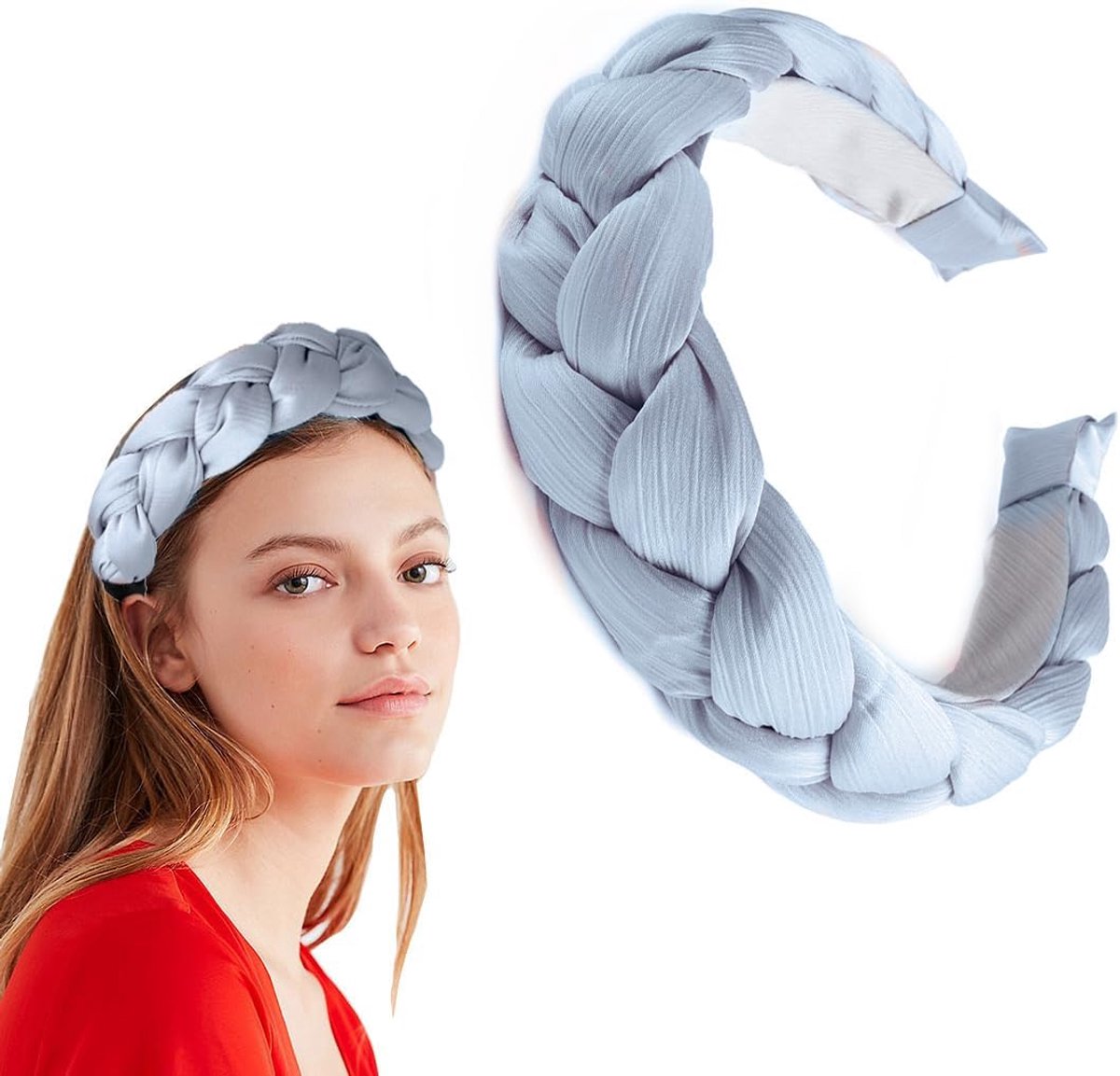 Blauwe gevlochten hoofdband voor dames, een elegant accessoire voor Oktoberfest en Dirndl