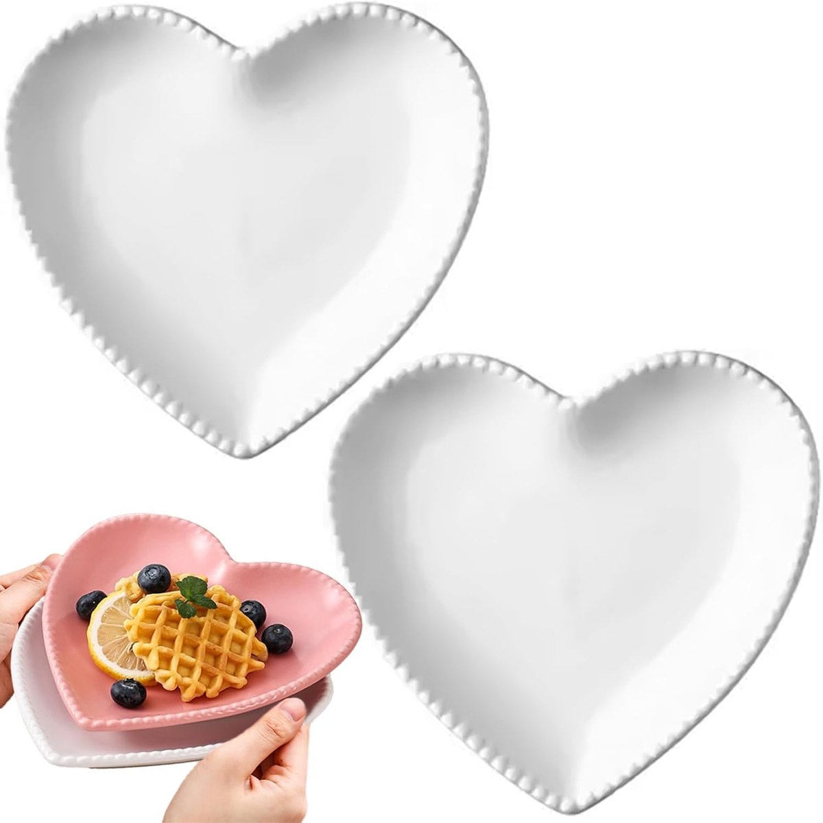 Dinerborden 2St，Keramische Dessertborden Saladeborden 16,5 Cm Voorgerechtborden Set voor Huis Keuken Bruiloft Verjaardag Feest Decor Diner Bord (Wit)