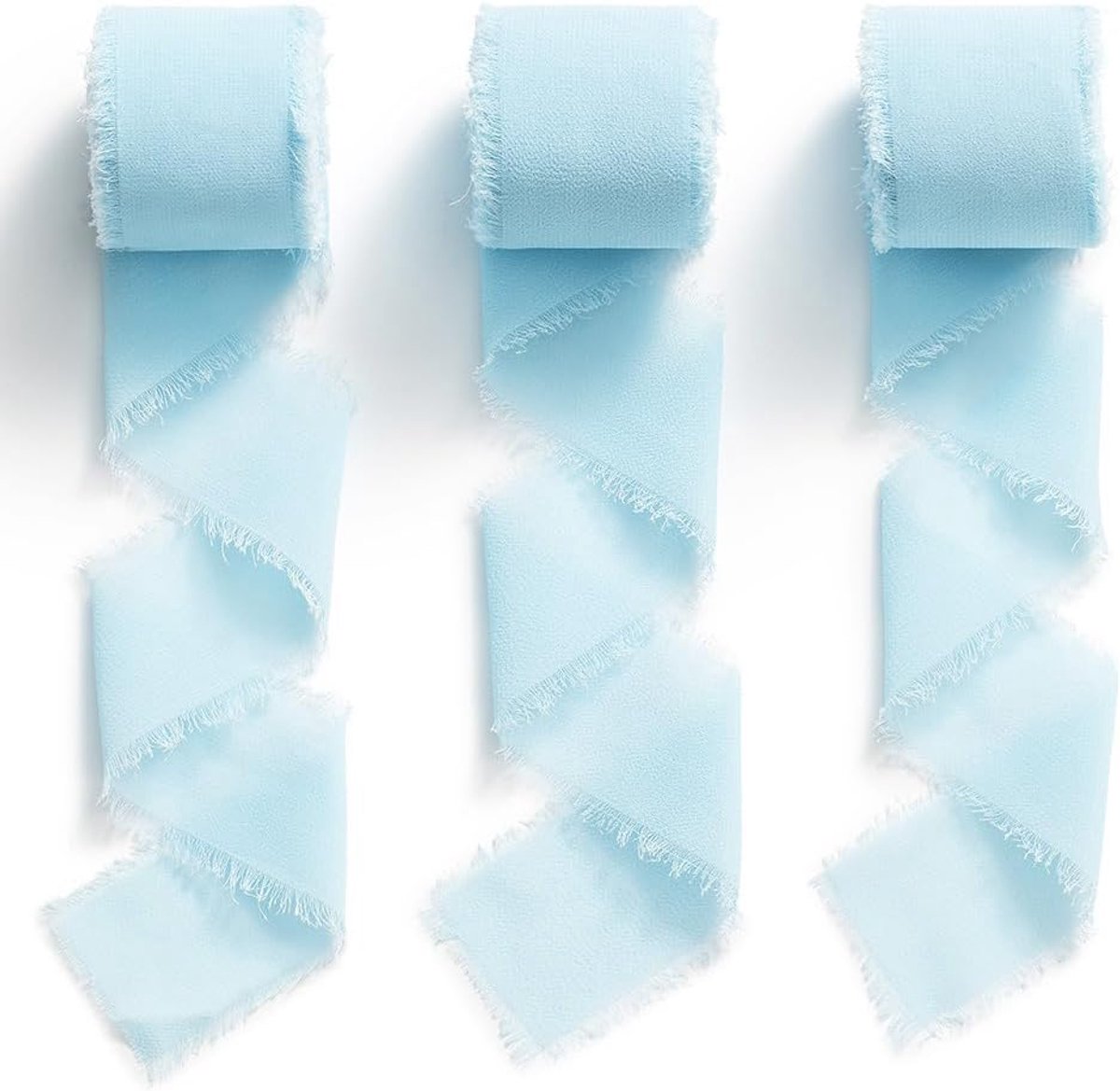 Chiffonlint blauw lint bruiloft breed cadeaulint stoffen lint lichtblauw 38 mm decoratieve linten