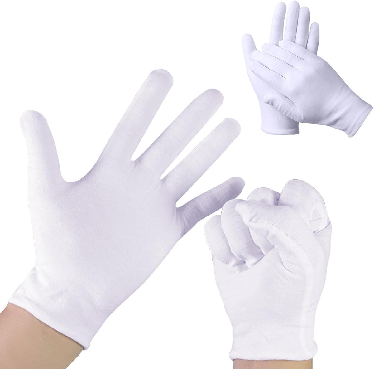 10 paar witte dermatologische katoenen handschoenen, ademend, witte handschoen voor eczema, witte handschoenen voor ceremonie voor heren en dames, hydraterende handschoenen voor handen