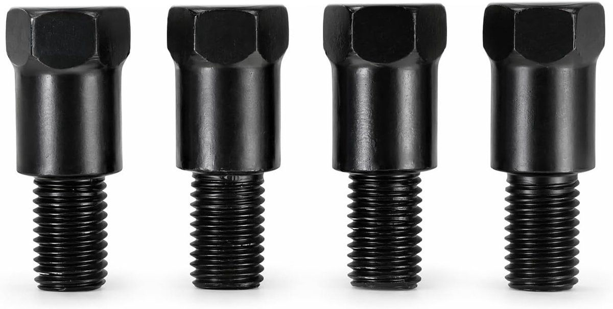 4 stuks motorspiegeladapters M10 naar M10 met verhoging – verhoogde versie (ca. 15 mm hoger) – rechts- en linkse schroefdraad – voor beter zicht achter voorruit of handbeschermers