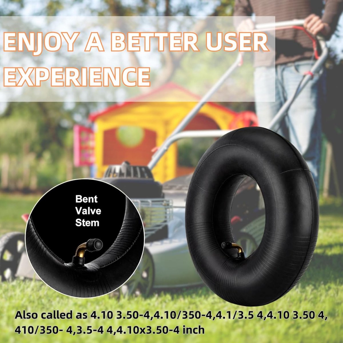 4.10/3.50-4" Band Binnenbuizen, 2 Pack Heavy Duty 4.10 3.50-4/410/350-4 Buis met gebogen klep Stem voor wielbanen, grasmaaiers, handvrachtwagens, 4" wagen, tractoren, golfwagen, Dolly, aanhangwagens