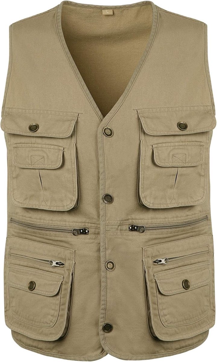 Casual Vissen Vest Lichtgewicht Ademend Fotografie Vest Outdoor Multi Pocket Utility Gilet Safari Wandelen Reizen Vest Tops Katoen Mouwloos Jas