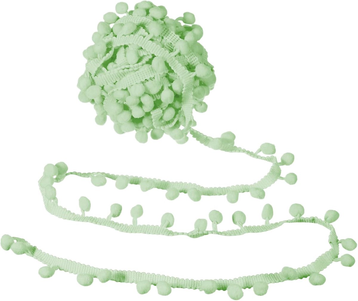 2,5 m lint met pompons, 0,8 inch breed, lichtblauw, franjes met pompons voor het naaien van stoffen band voor het naaien van gordijnen, kleding, kussens, woondecoratie, 10 mm