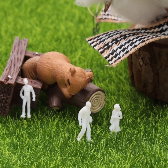 50 stuks schaal 1:50 staande en zittende onbeschilderde witte mensenfiguren, kleine modellen van mensen voor miniatuurscènes, verschillende figuren voorbijgangers, willekeurig geselecteerde — afbeelding 5