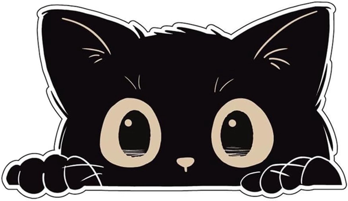 kat autosticker - schattige nieuwsgierige kattenfiguur voor auto raam laptop - weerbestendig en krasbestendig - decoratieve pvc-sticker