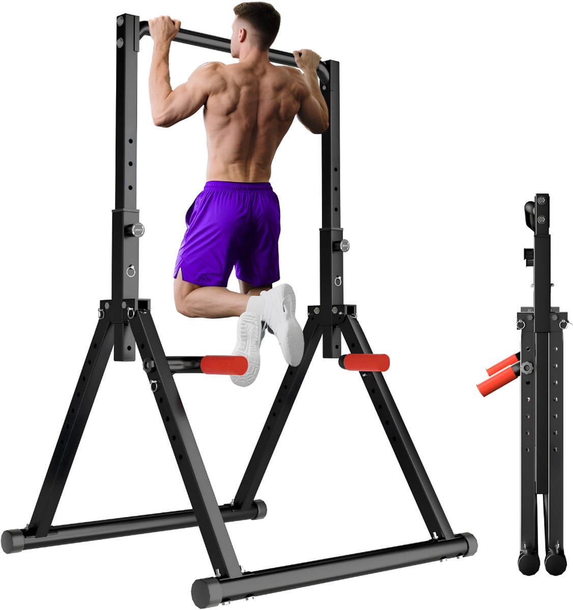 LNMsolutions® Pull Up Station - Squatrek - Power Tower - Zwart - 116cm x 113cm x 230cm