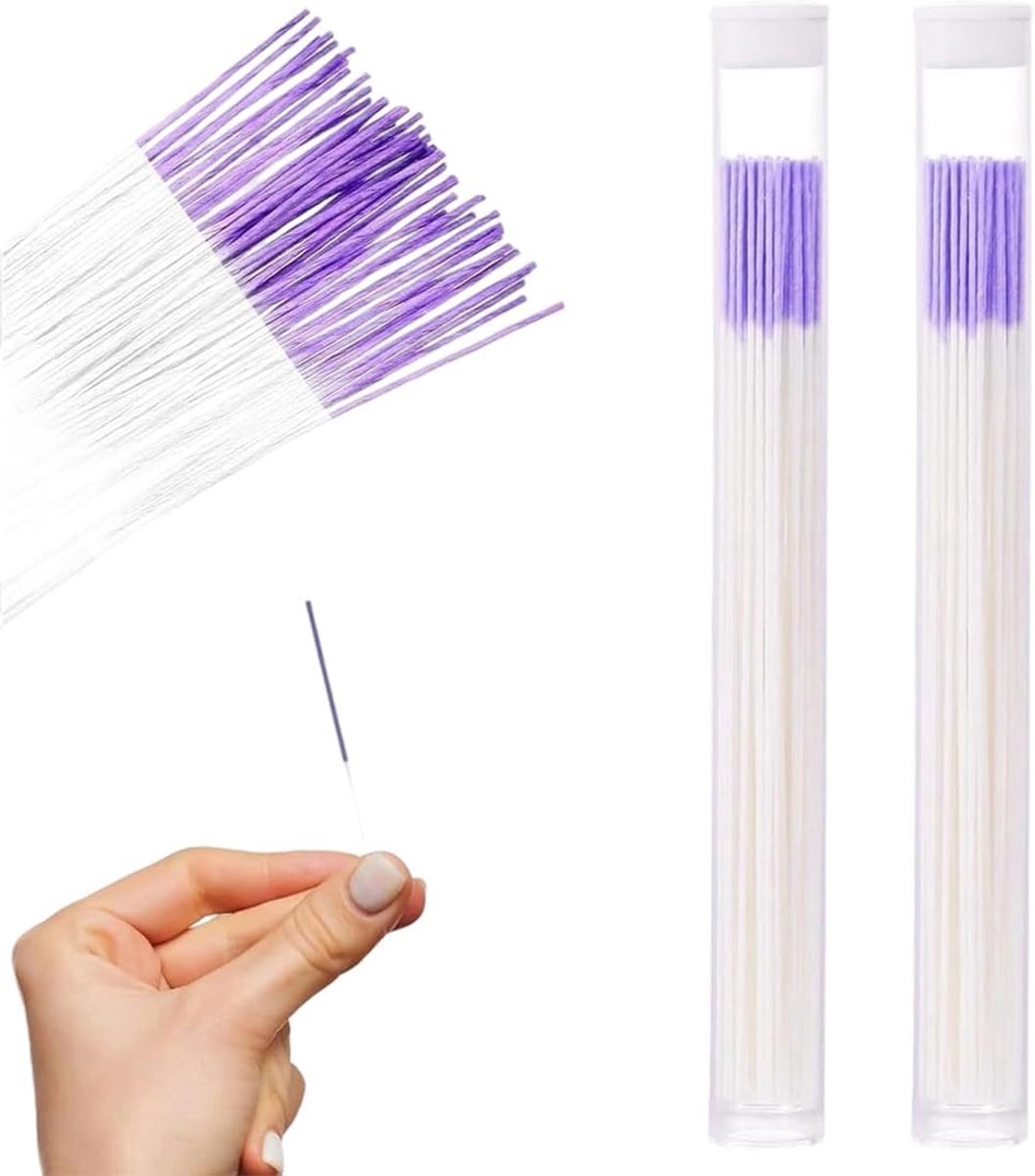 Reinigingsdraad voor oorpiercings - Verpakking met 120 oorreinigers - Reinigingstool voor oorpiercings - Verzorgingstool voor oorpiercings - Geschikt voor de verzorging van oorpiercings - Paars