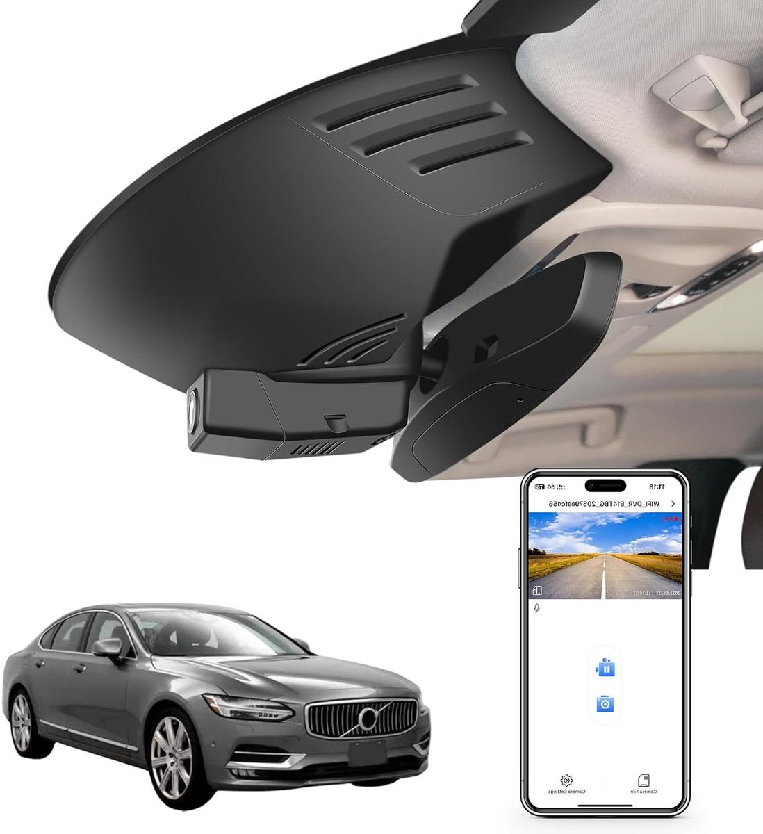 4K UHD Dashcam - Autocamera Video - Veiligheid Onderweg - Speciaal Ontwerp - 64GB Kaart - Zwart