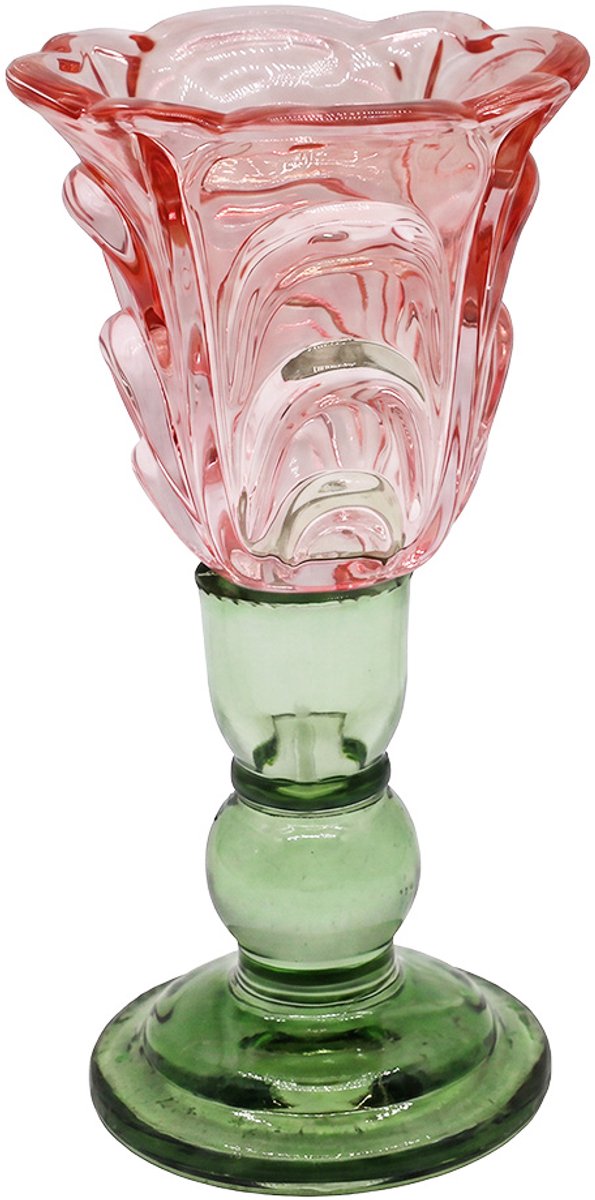 Clayre & Eef Waxinelichthouder Roze Glas