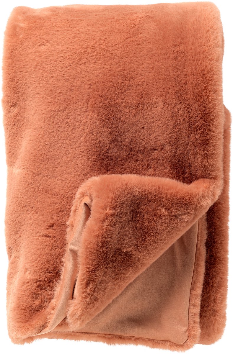 Dutch Decor - ZINZI - plaid 140x180 cm - bontlook - effen kleur - Muted Clay - beige