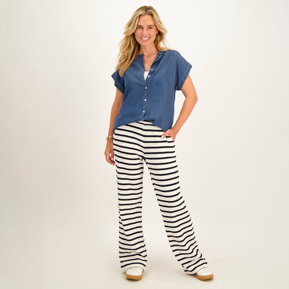 Je m'appelle Dames Broek Straight fit - Wit - Maat L