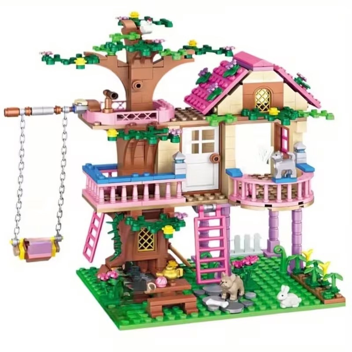 K&R Ventures® Boomhut Bouwset - 504 Bouwstenen - Inclusief 3 Figuren & Dieren-– Creatief Bouwpakket - Cadeau voor Kinderen vanaf 6 Jaar