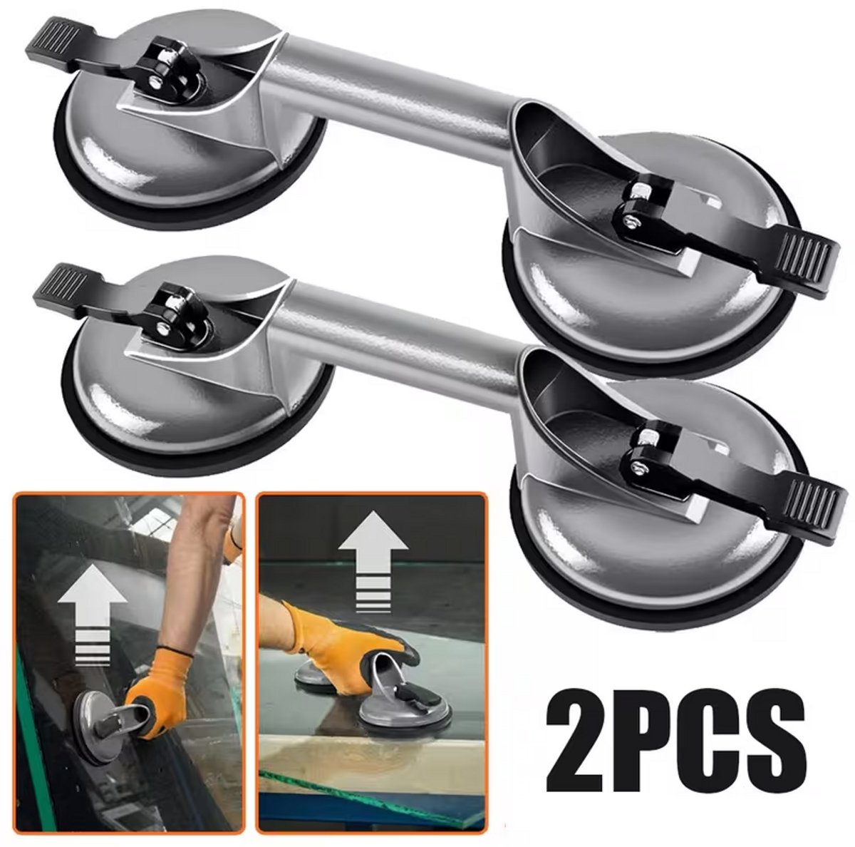 Glas Zuignap - Glas Zuignapdragers - tot 100kg - 118 mm Zuignap - voor Glas, Graniet, Tegels, Metaal - 2 Stuks