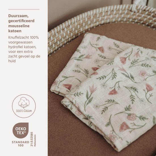 Hydrofiele doeken pre-washed Flower Multicolour 20x17cm - 2-pack van Merkloos — afbeelding 2