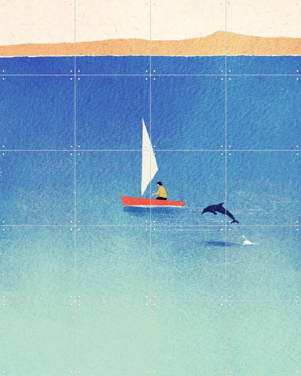 IXXI My Dolphin Friend, Henry Rivers - 80 x 100 cm - Gratis ophangtool - Grote wanddecoratie en posters - Digitale Kunst, Illustraties, Speels