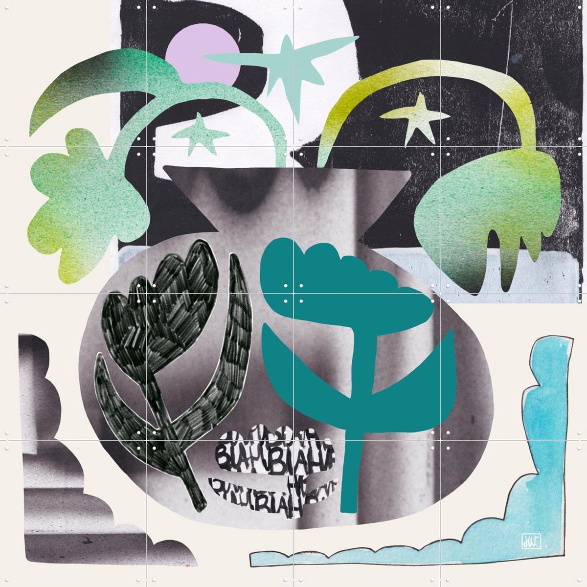IXXI Flower Out Loud, Henriette Visscher - 80 x 80 cm - Gratis ophangtool - Grote wanddecoratie en posters - Collage, Gemengde Technieken, Abstract
