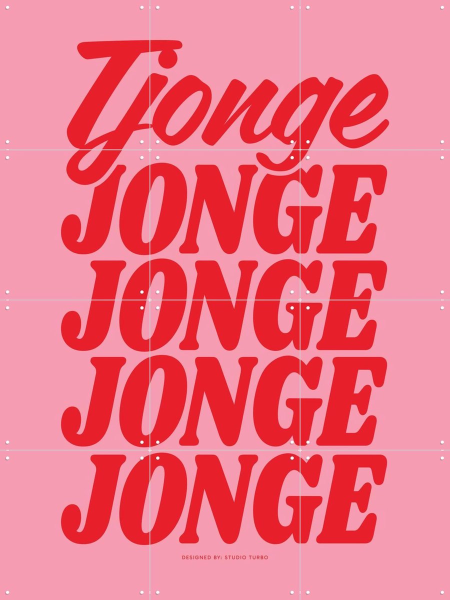 IXXI Tjonge Jonge Jonge, Studio Turbo - 60 x 80 cm - Gratis ophangtool - Grote wanddecoratie en posters - Digitale Kunst, Speels, Typografie, Gang