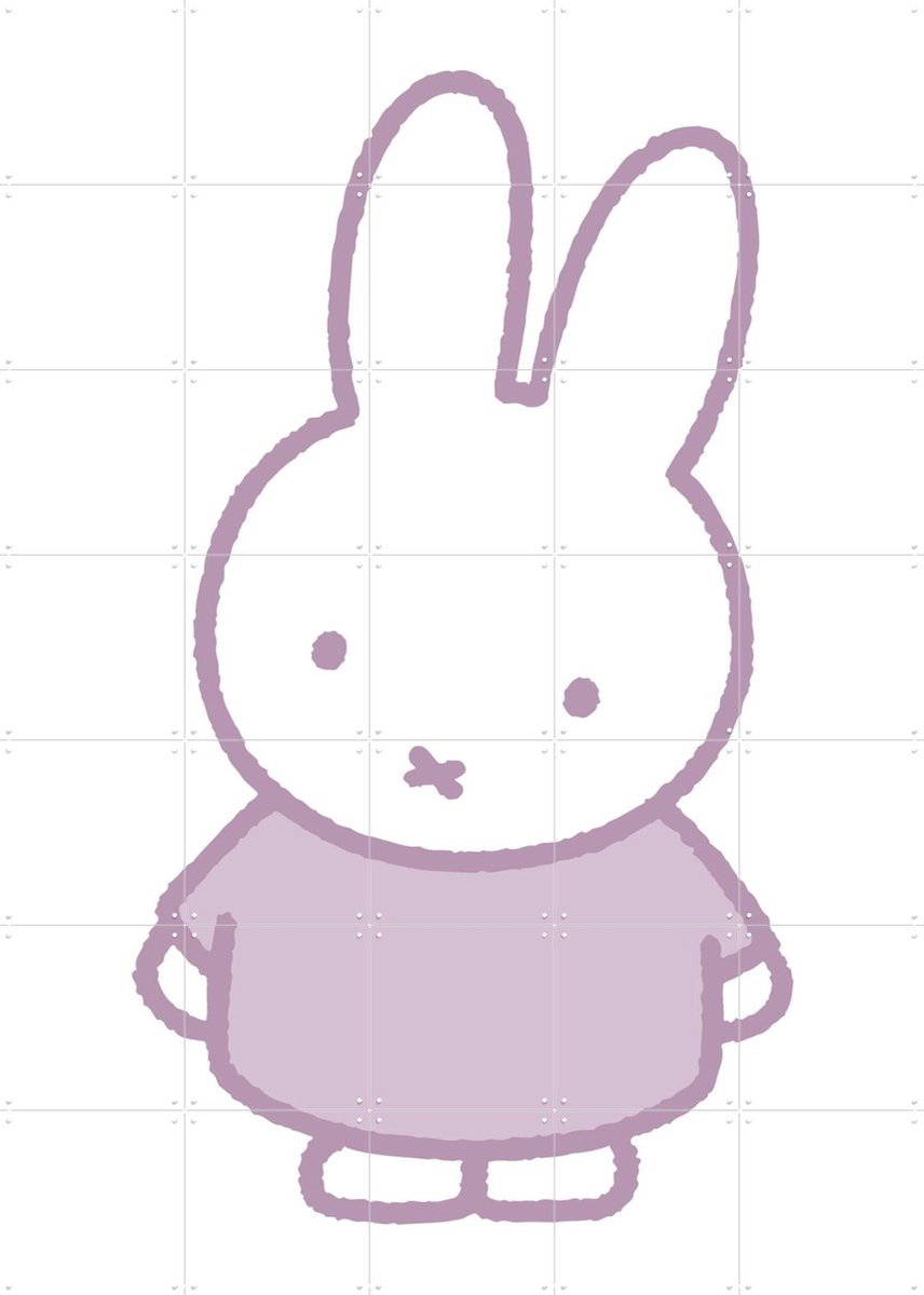 IXXI Nijntje Paars, Nijntje - 100 x 140 cm - Gratis ophangtool - Grote wanddecoratie en posters - Illustraties, Speels, Kinderkamer, Nijntje, Kinderen