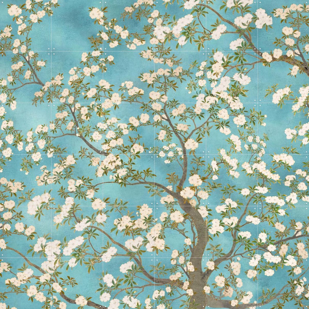 IXXI Chinoiserie Floral Blossom Garden, Bloomery Decor - 120 x 120 cm - Gratis ophangtool - Grote wanddecoratie en posters - Klassiek, Art Nouveau