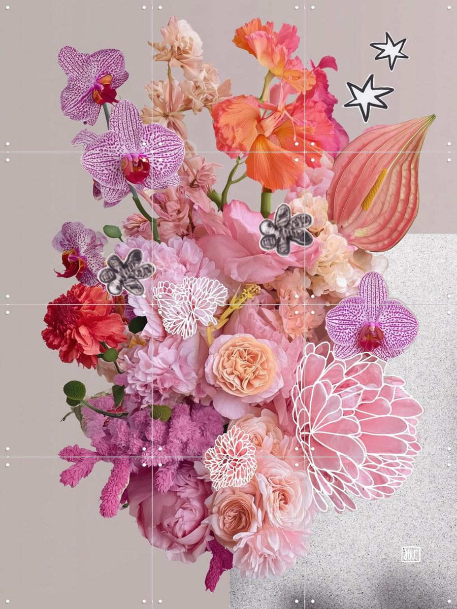 IXXI Petal Field, Henriette Visscher - 60 x 80 cm - Gratis ophangtool - Grote wanddecoratie en posters - Kleurrijk, Gemengde Technieken, Woonkamer