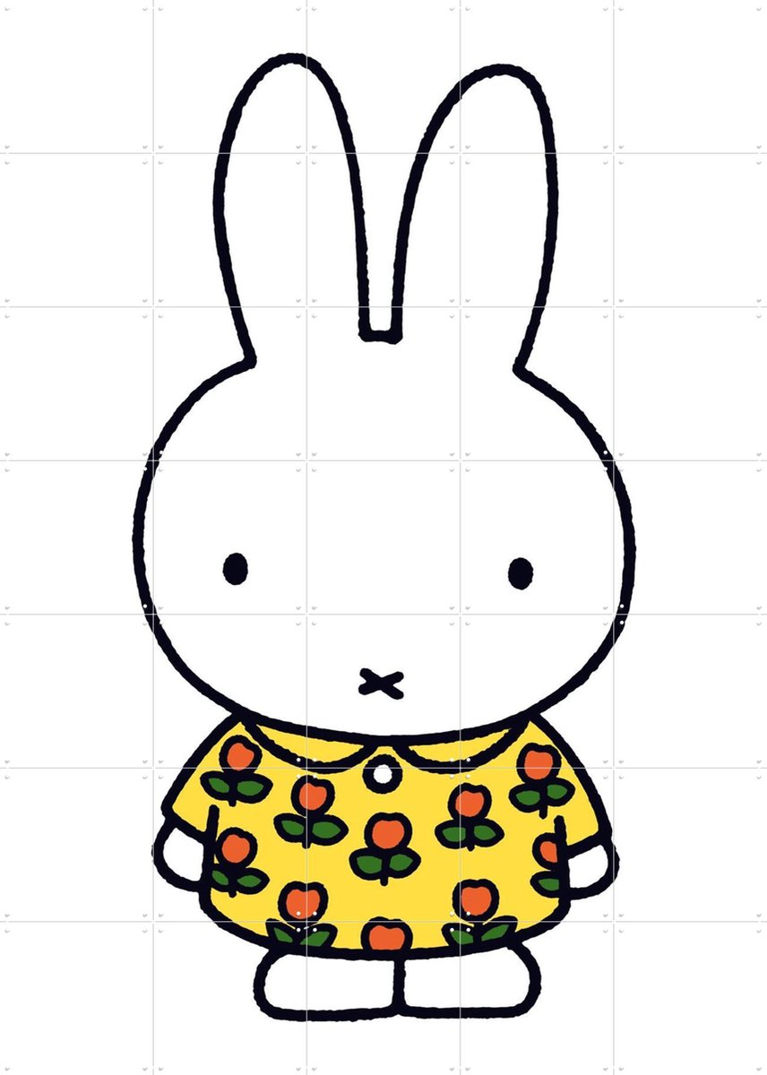 IXXI Nijntje Tulpen Jurk, Nijntje - 100 x 140 cm - Gratis ophangtool - Grote wanddecoratie en posters - Illustraties, Cartoonesk, Babykamer, Nijntje