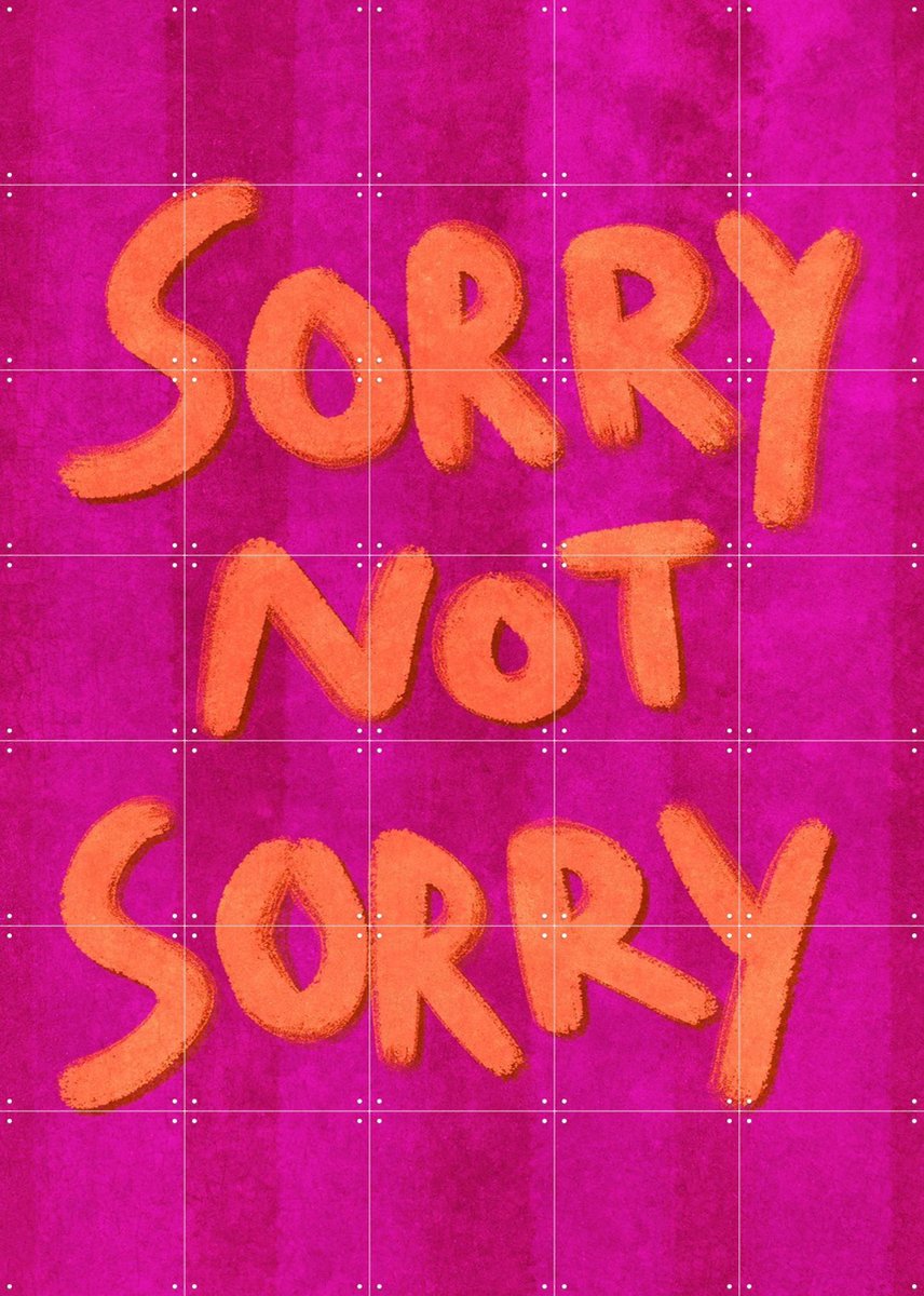 IXXI Sorry Not Sorry Handlettering, Raissa Oltmanns - 100 x 140 cm - Gratis ophangtool - Grote wanddecoratie en posters - Typografie, Modern
