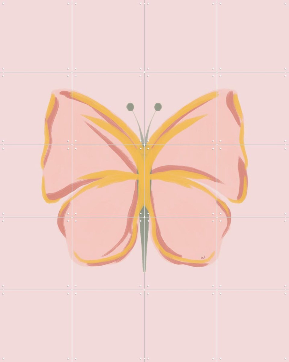 IXXI Colorful Butterfly, Menina Lisboa & Various - 80 x 100 cm - Gratis ophangtool - Grote wanddecoratie en posters - Modern, Illustraties, Speels