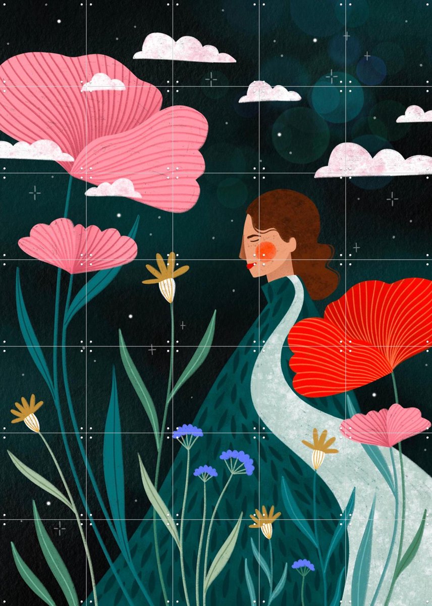 IXXI Dreamy Garden Stroll, Bea Müller & Various - 100 x 140 cm - Gratis ophangtool - Grote wanddecoratie en posters - Fantasierijk, Surrealisme