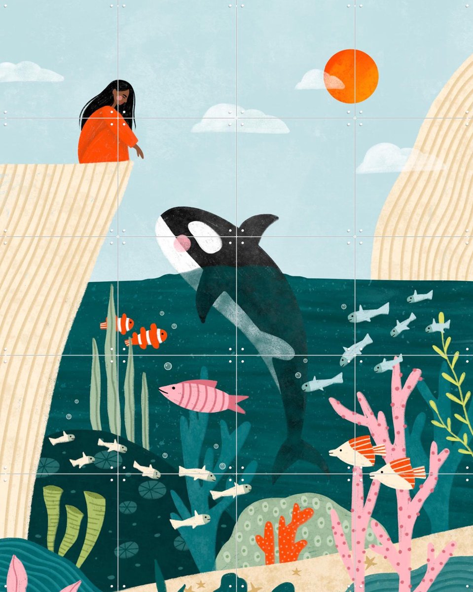 IXXI Bea Muller Underwater Scene, Bea Müller & Various - 80 x 100 cm - Gratis ophangtool - Grote wanddecoratie en posters - Modern, Kleurrijk