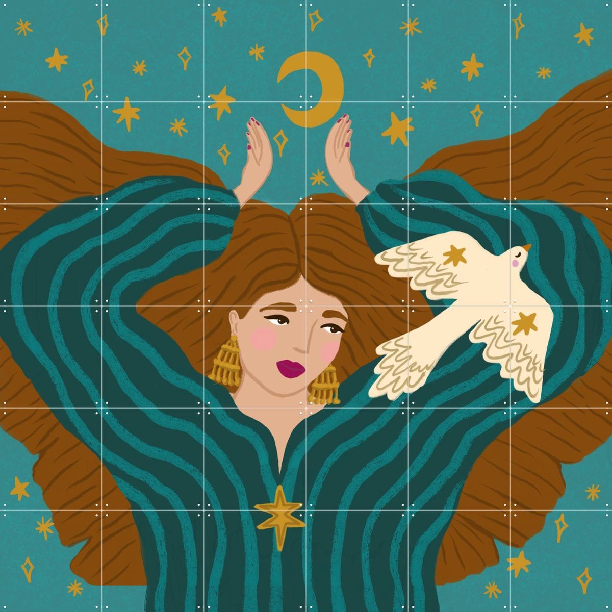 IXXI Let Go, Kirsten Blom Art & Illustration - 120 x 120 cm - Gratis ophangtool - Grote wanddecoratie en posters - Modern, Speels, Fantasierijk