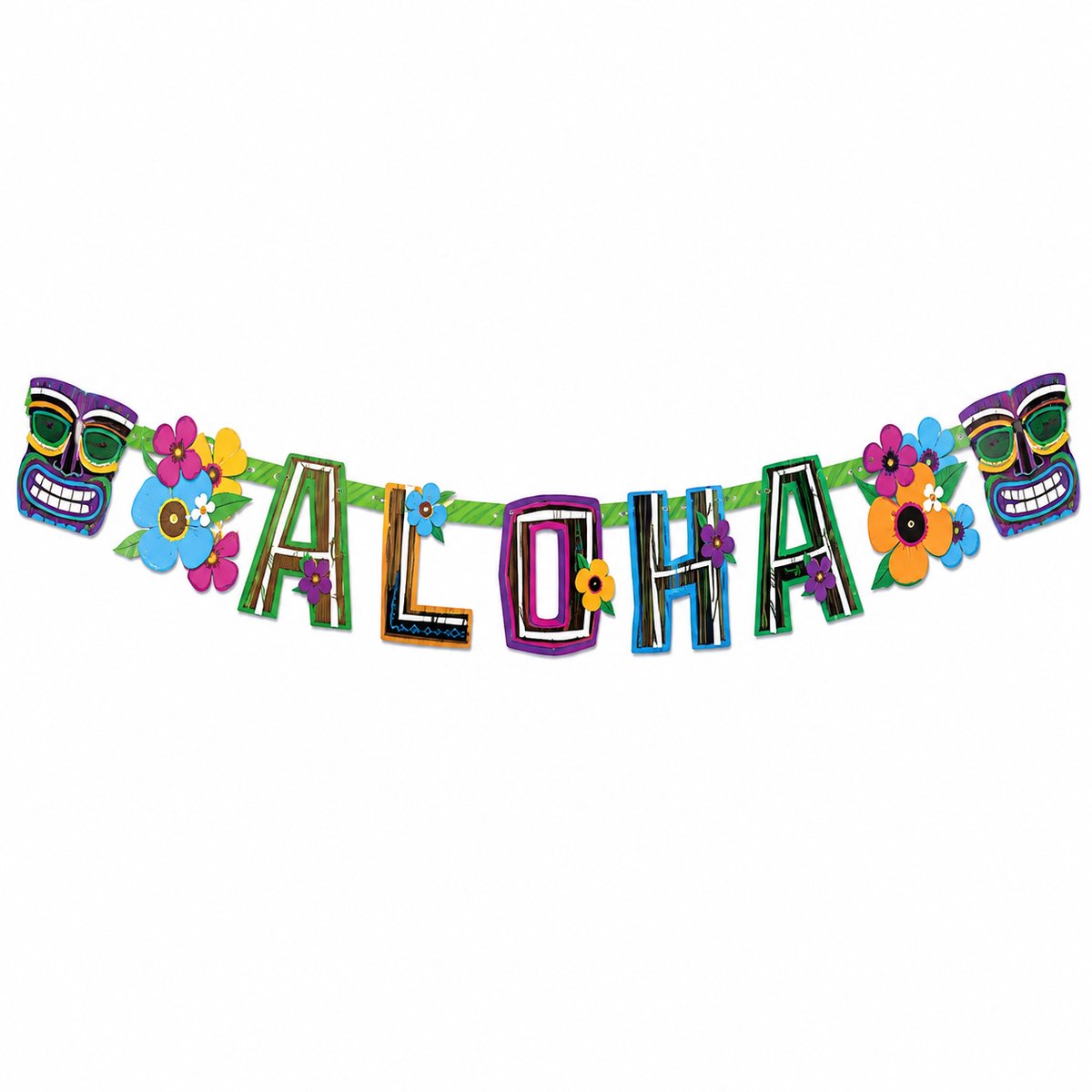 Aloha Letterslinger - Hawaii Feestversiering - Papieren Slinger 150 cm - Tropisch Themafeest Decoratie