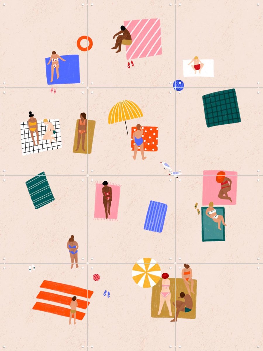 IXXI Beach Towel Harmony, Bea Müller & Various - 60 x 80 cm - Gratis ophangtool - Grote wanddecoratie en posters - Geometrische Kunst, Digitale