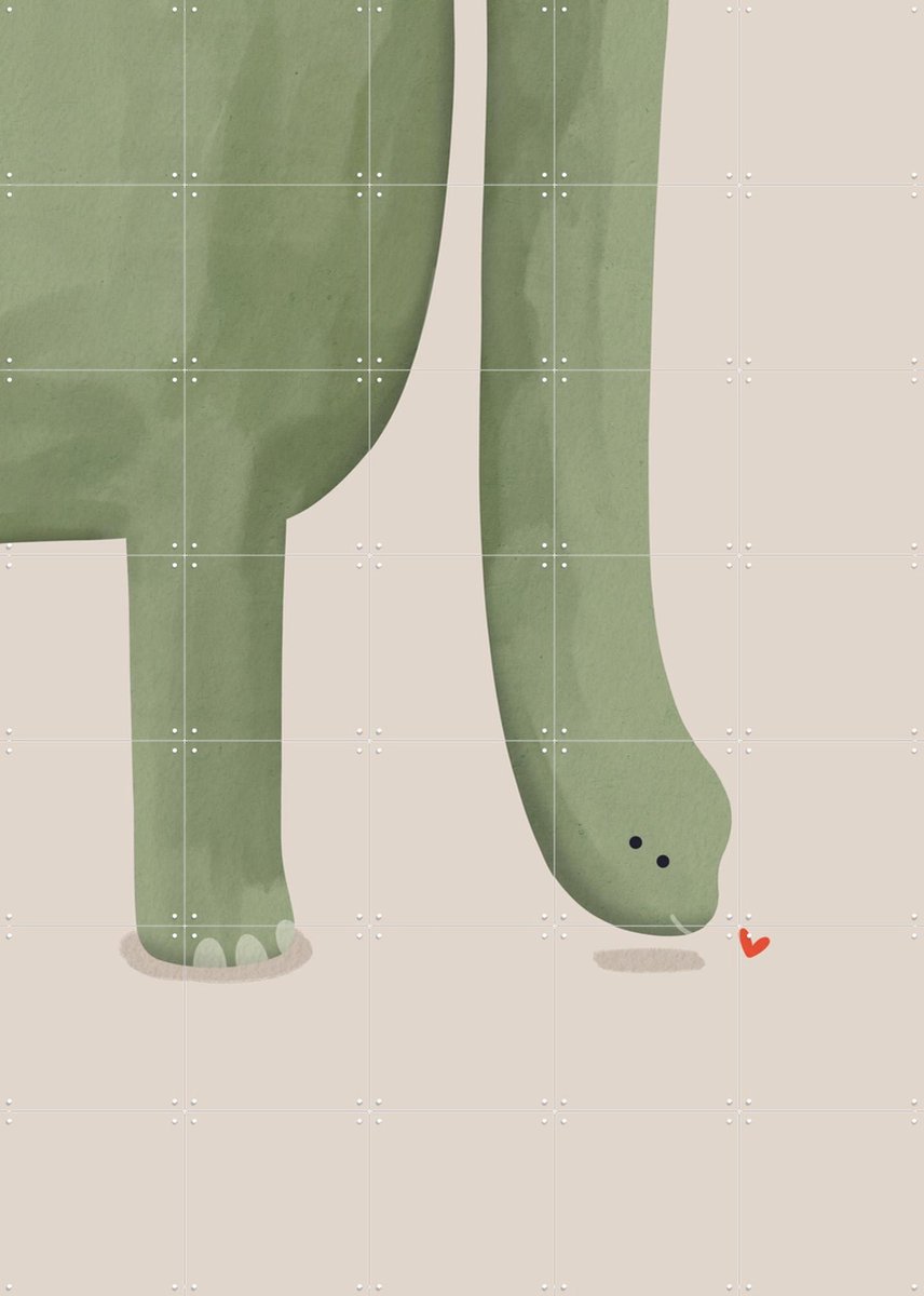 IXXI Dino Groen, Alijt - 100 x 140 cm - Gratis ophangtool - Grote wanddecoratie en posters - Speels, Illustraties, Kleurrijk, Cartoonesk