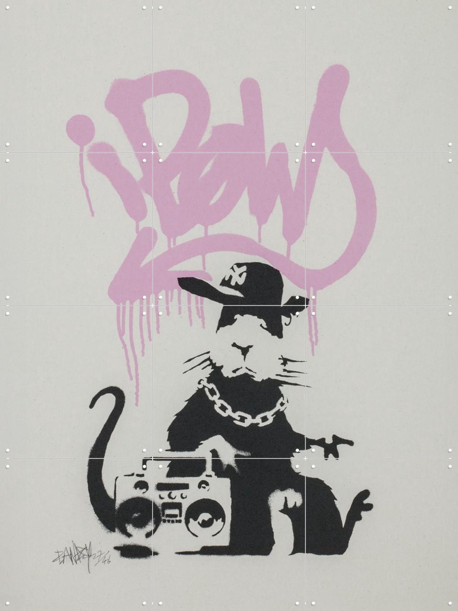 IXXI Gangsta Rat, Banksy - 60 x 80 cm - Gratis ophangtool - Grote wanddecoratie en posters - Street art, Pop art, Modern, Slaapkamer, Mancave