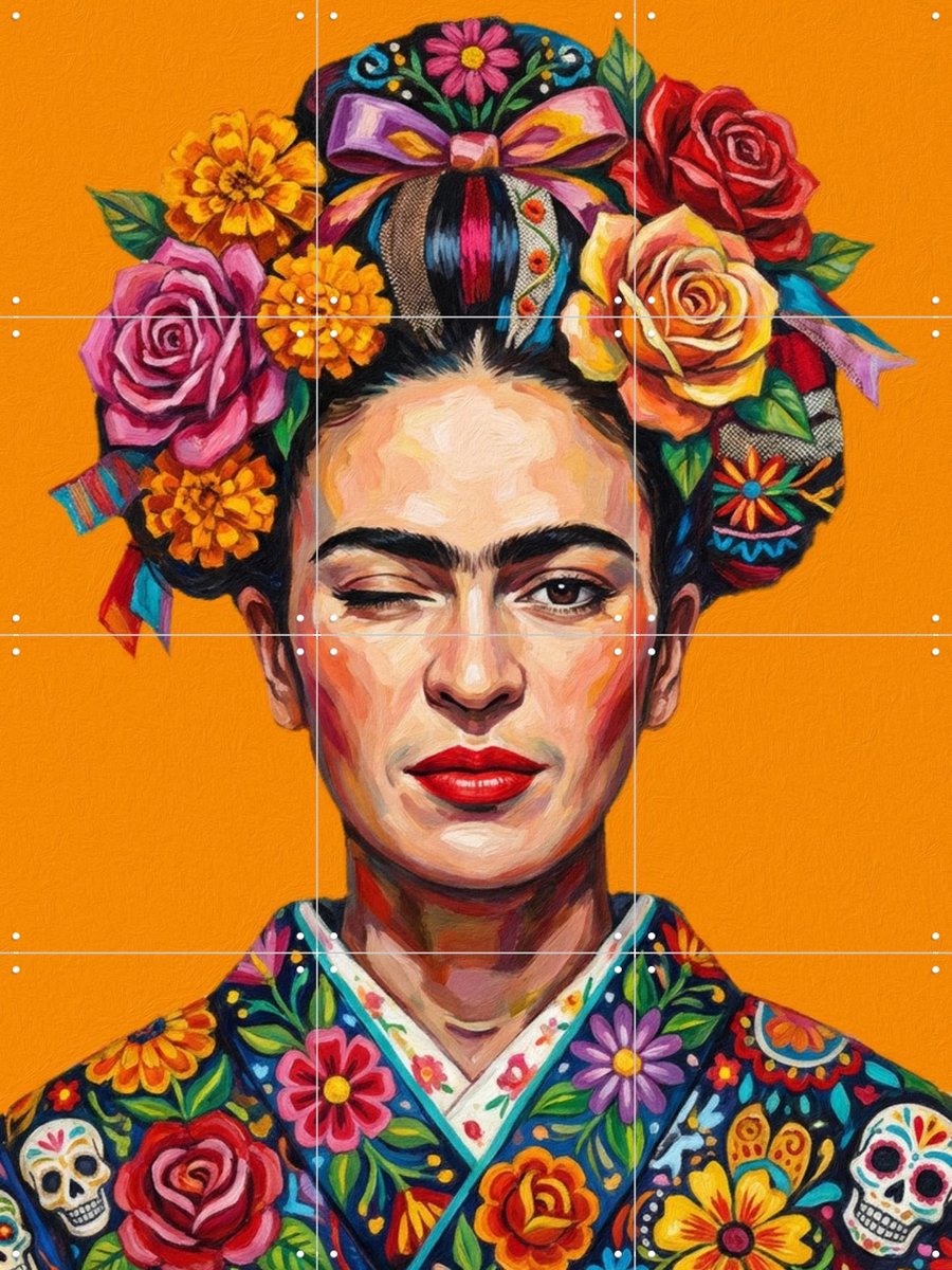 IXXI Tangerine Frida, Marja van den Hurk - 60 x 80 cm - Gratis ophangtool - Grote wanddecoratie en posters - Modern, Kleurrijk, Slaapkamer
