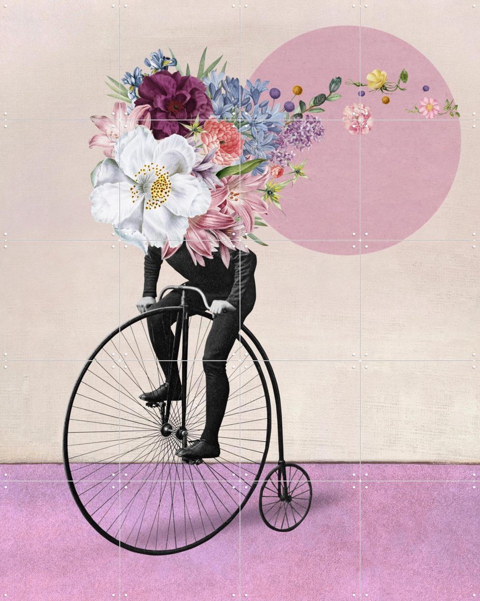 IXXI Spring Bikerides, Marja van den Hurk - 80 x 100 cm - Gratis ophangtool - Grote wanddecoratie en posters - Vintage, Gemengde Technieken, Retro
