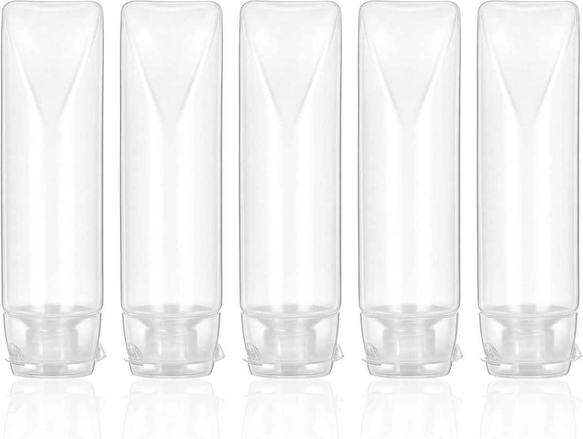 5 stuks transparante reisflessen om te vullen, reisformaat, container voor vloeistoffen, reisflessen, set, reisflessen, cosmetica, container voor reizen, doe-het-zelf, balsem, cosmetica (30 ml)