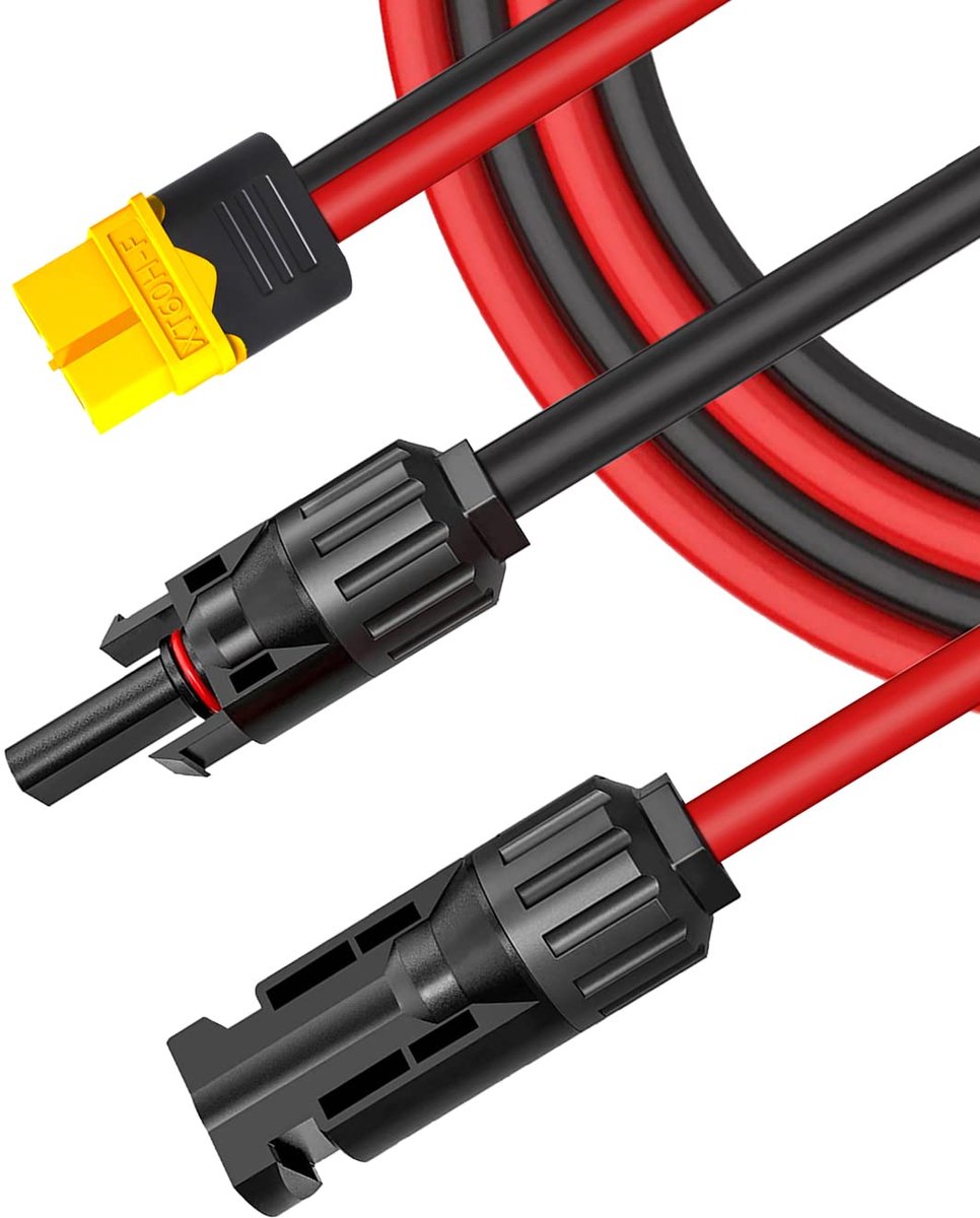 SnelShoppen - Solar Plug op XT60 Plug Solar Kabel Verlenging 1.5m voor Ecoflow Delta/River en Anker Solix Zonnepaneel voor Power Station