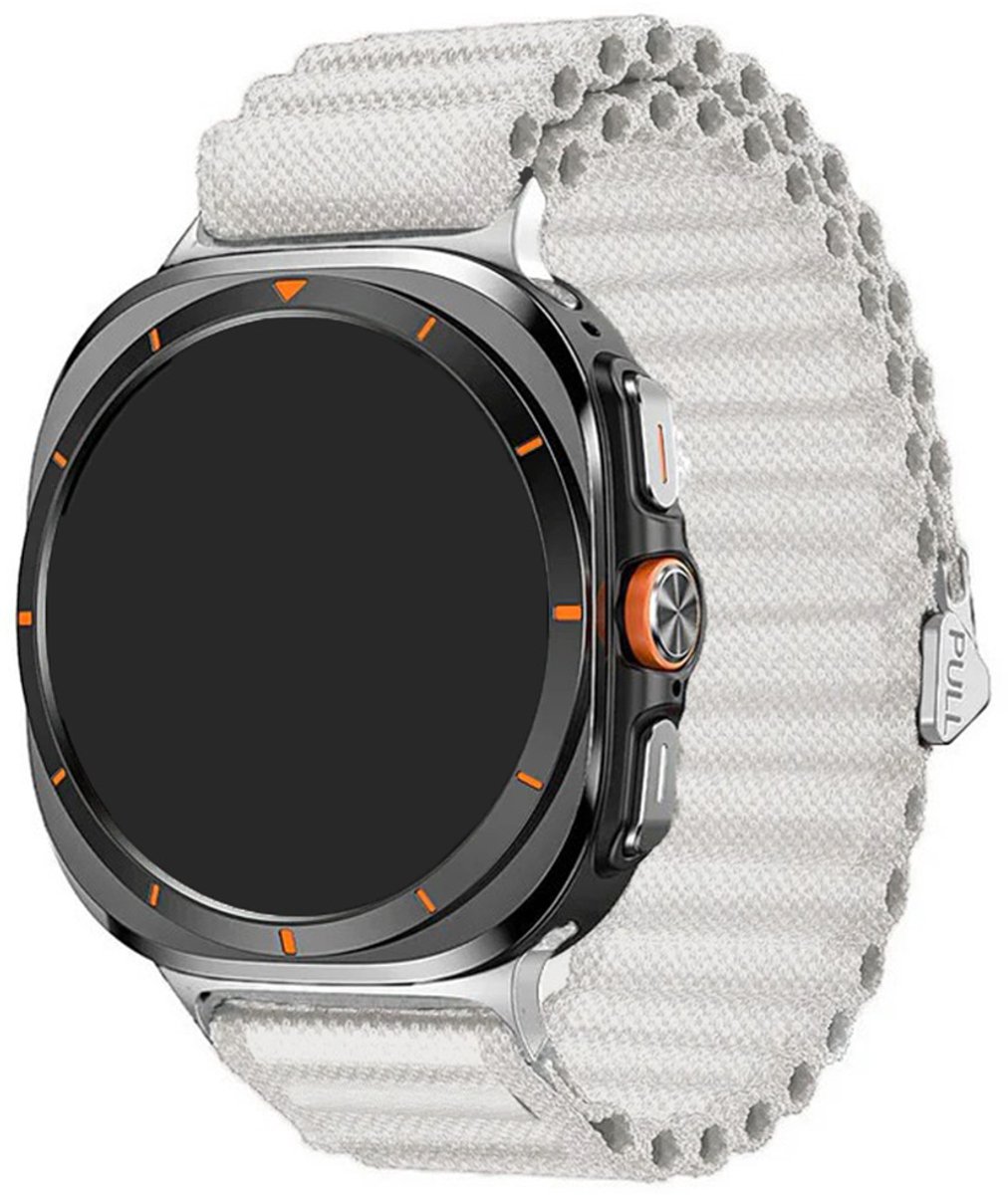 Stravo Outdoor Nylon Trail Loop Bandje – Geschikt voor Samsung Galaxy Watch Ultra 47mm (2024/2025) / Ultra 2 47mm (2026) – Verstelbaar Sport Horlogebandje – Starlight