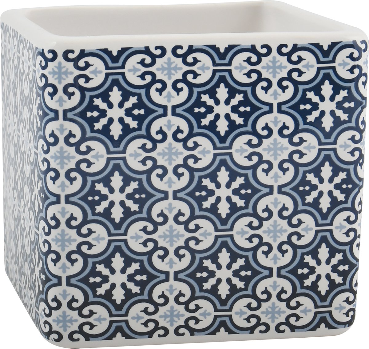 MSV Tandenborstelhouder AMADORA Blauw - Badkamer Organizer Beker voor Tandenborstel en Tandpasta - 8x8x8 cm