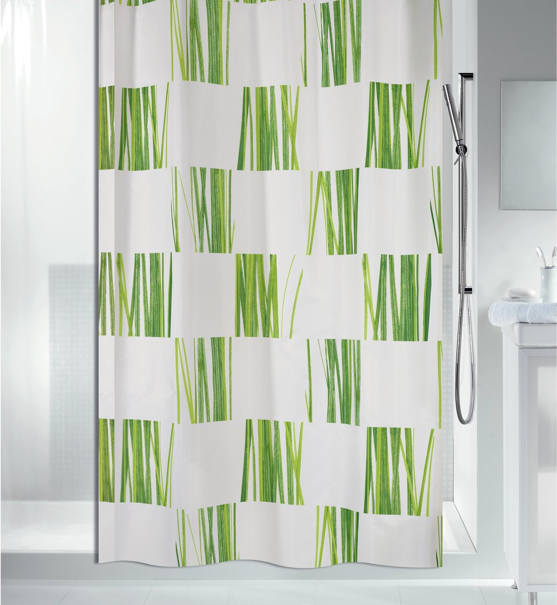 Spirella Douchegordijn Polyester met Anti-Schimmel Technologie – Waterdicht Douchegordijn voor de Badkamer