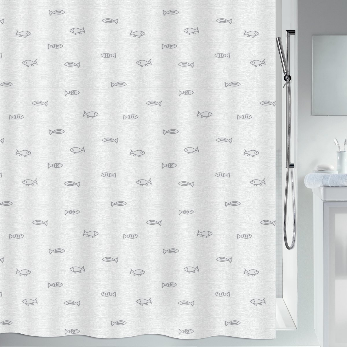 Spirella Douchegordijn Polyester – Anti-Schimmel Douchegordijn – Waterdicht Douchegordijn voor de Badkamer