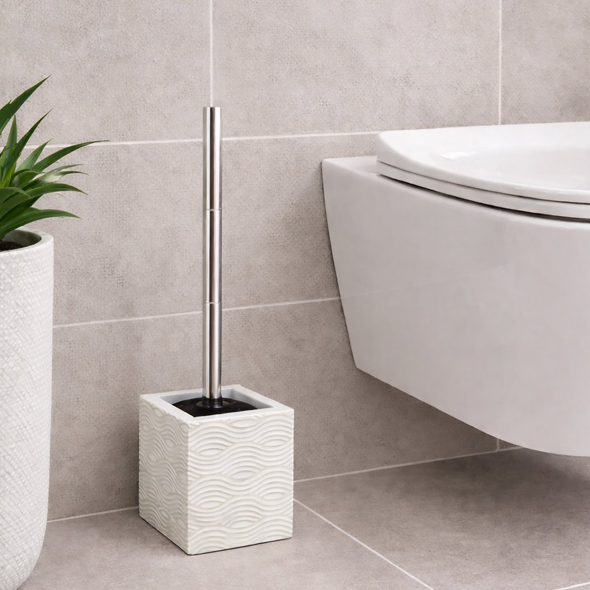 MSV Toiletborstel met Houder – Vrijstaande WC-Borstel en Toiletborstelhouder met Klassiek Design voor Elke Badkamer