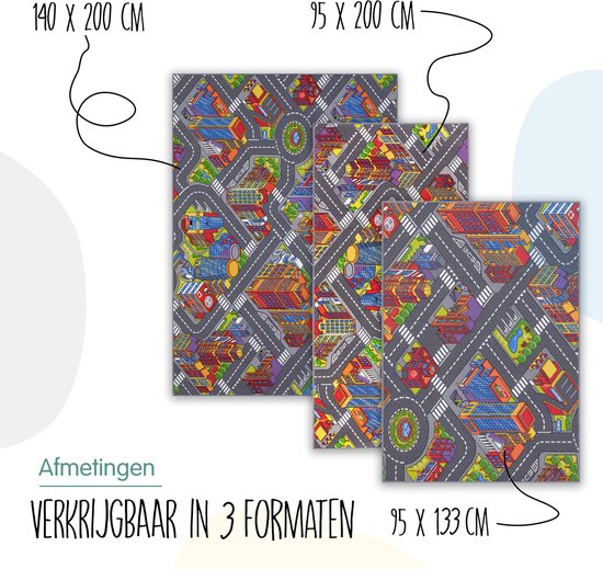 Carpet Studio Big City Speelkleed - Speelmat 95x200cm - Vloerkleed Kinderkamer - Anti-slip Speeltapijt - Verkeerskleed - Grijs van Carpet Studio — afbeelding 2