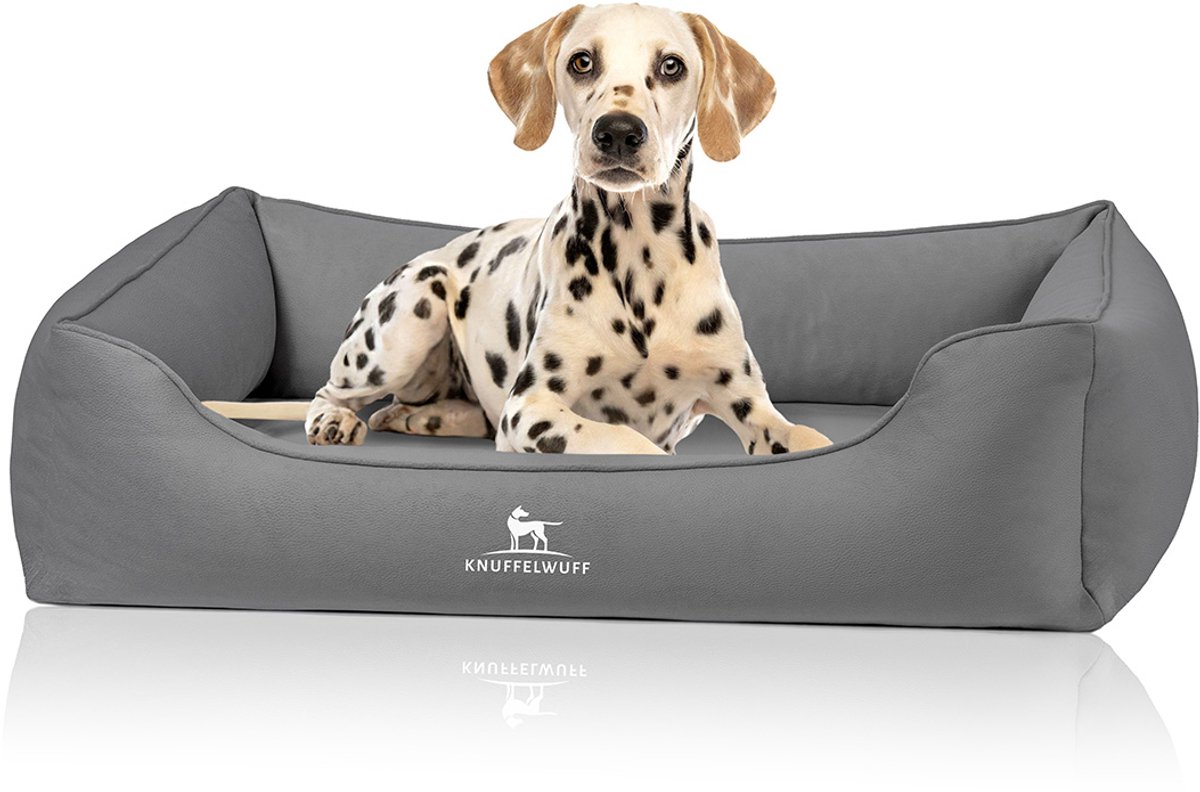 Knuffelwuff Oliver orthopedisch hondenbed van onderhoudsvriendelijke Easy Clean comfortstof S Donkergrijs