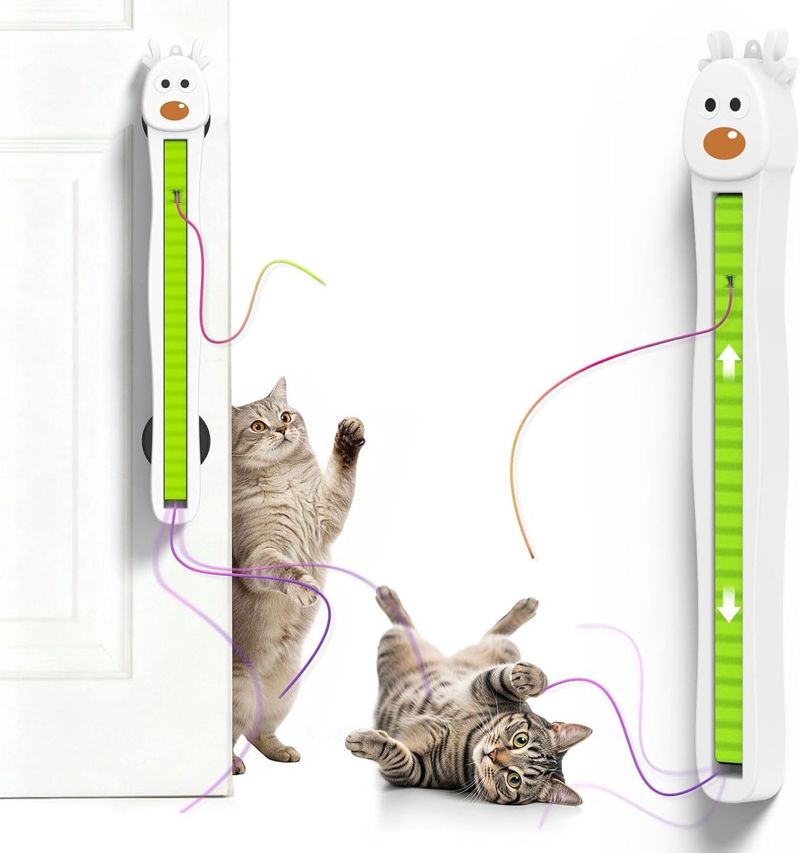 1 Interactief Kattenspeelgoed - Automatisch Speelgoed met Gemotoriseerd Koord - Deurbevestiging - Elektrisch Verrijkingsspeelgoed voor Binnenkatten - Stimulerend en Tegen Verveling -Machine met touwschommel om katten te plagen
