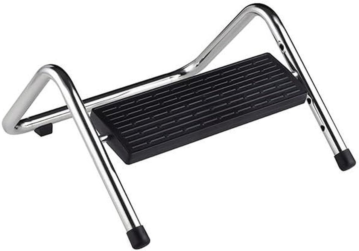Voetsteun Metaal - Voetenbank Kantoor - Ergonomisch Zitten - Viervoudig Verstelbaar - 35.5 x 34 x 17 cm - Zwart